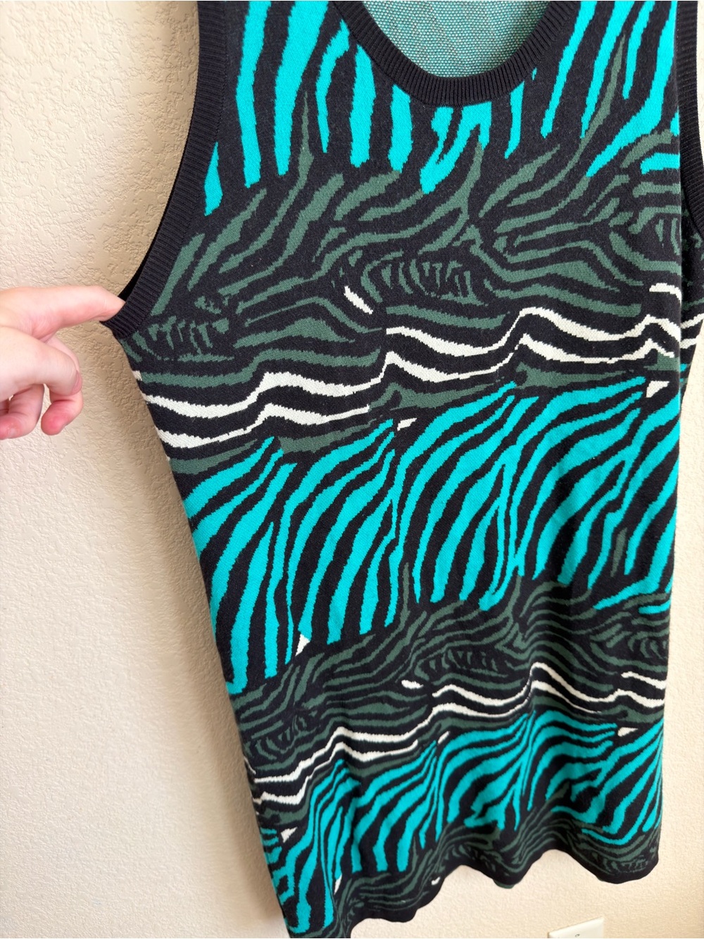 Banana Republic Issa London Collection Zebra Viscose Knit Tank Dress XL Teal - Picture 7 of 14